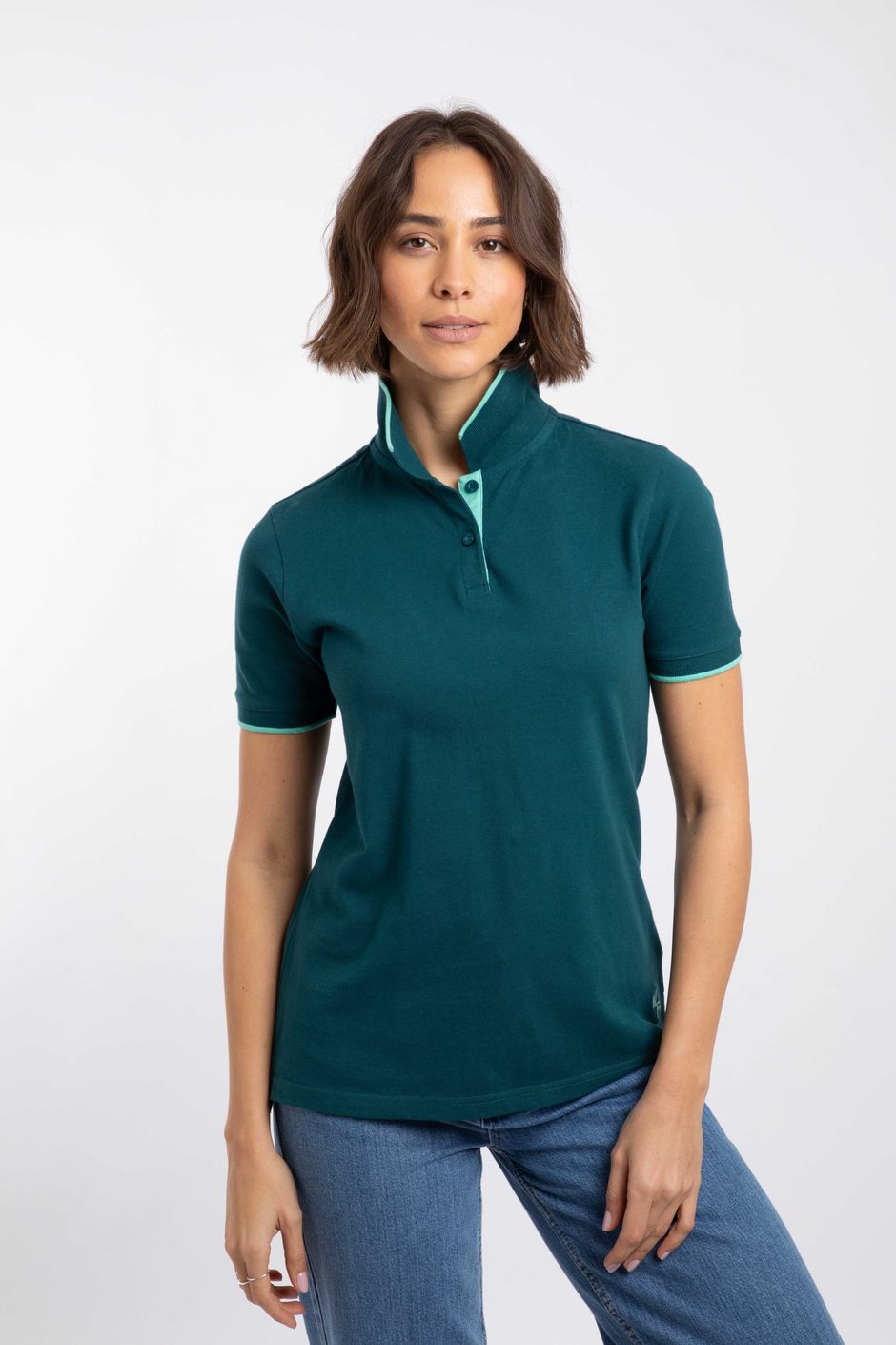 Pammie Pique Polo Shirt Deep Teal