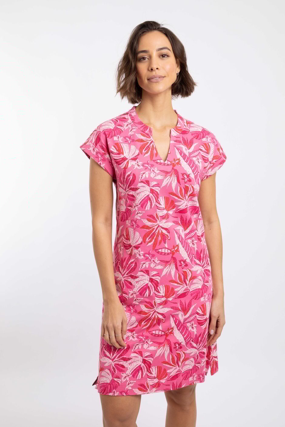 Suffolks Printed Jersey Dress Hot Pink