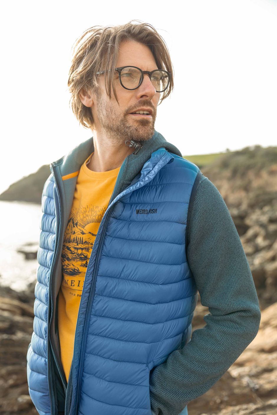 Langtree Lightweight Showerproof Padded Gilet Washed Blue