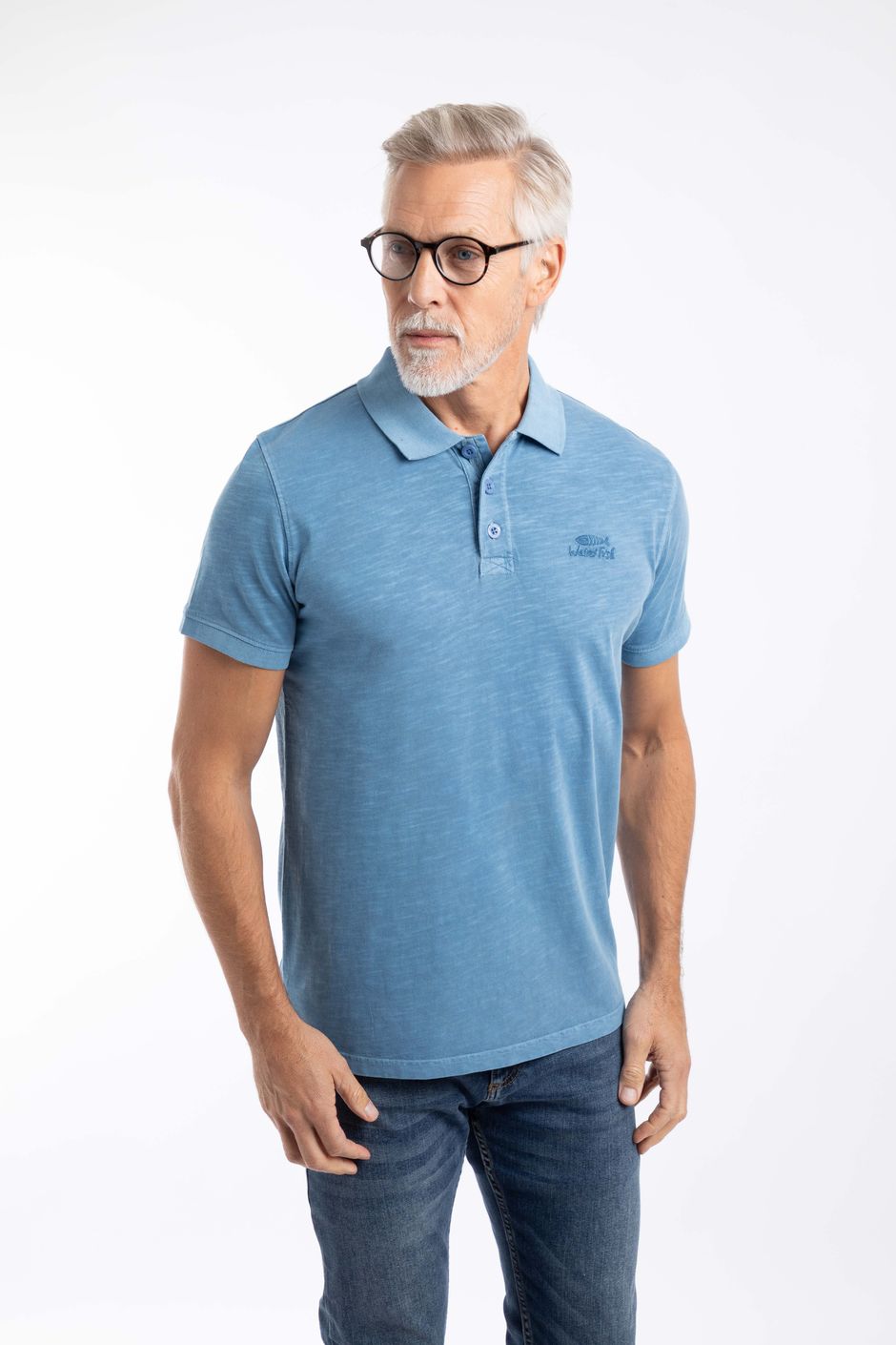 Indy Slub Polo Shirt Washed Blue