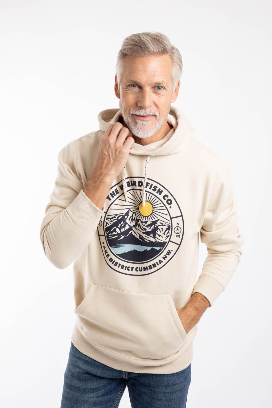 Bryant Front Print Graphic Popover Hoodie Egg Shell