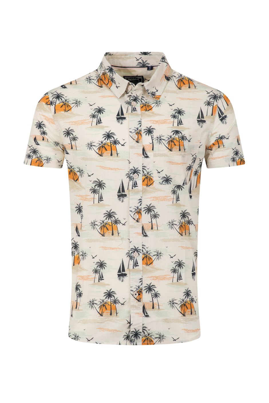 Faraway Short Sleeve Printed Shirt Ecru