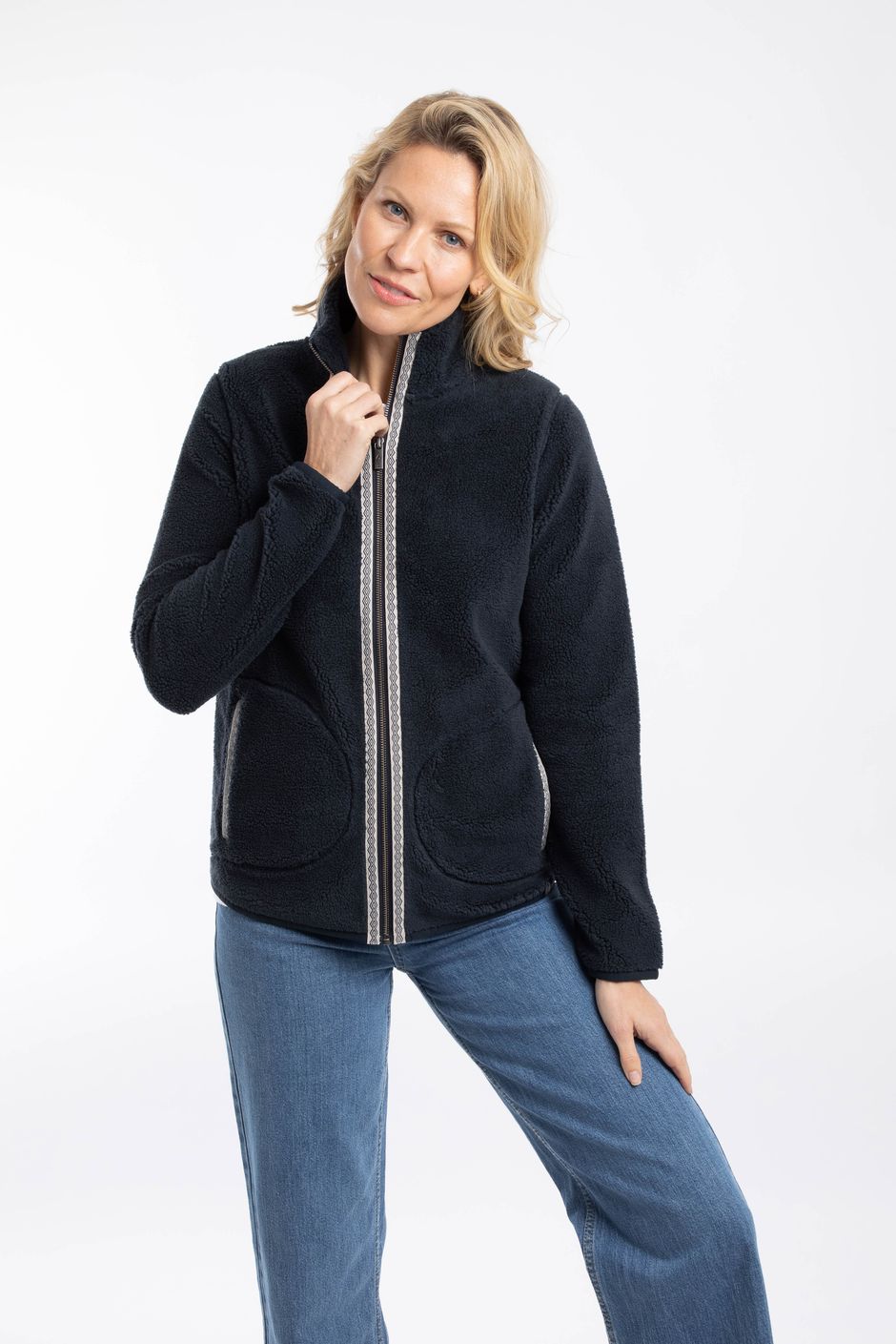 Lucille Lightweight Full Zip Borg Fleece Navy
