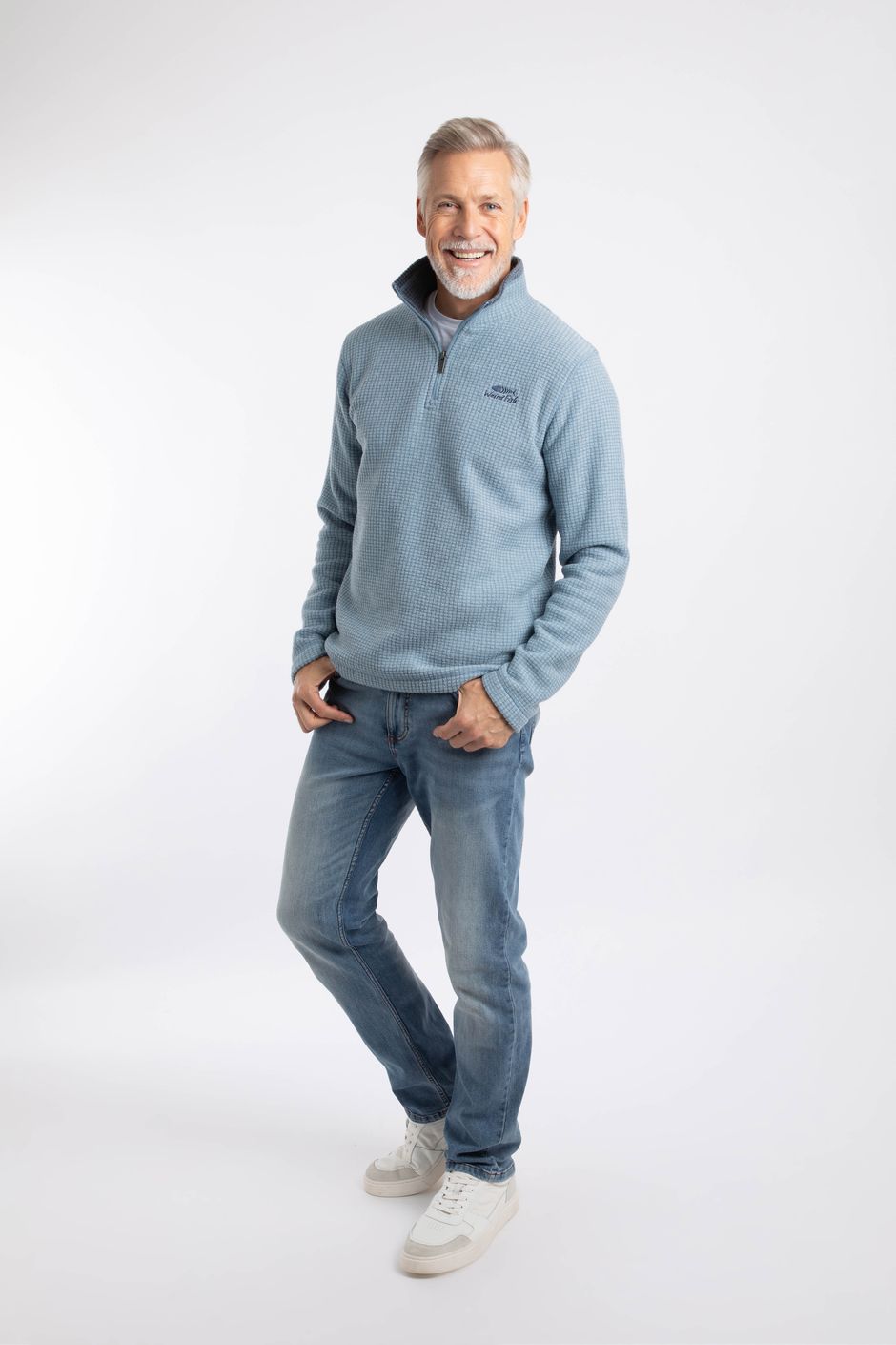 Newark 1/4 Zip Grid Fleece Light Blue