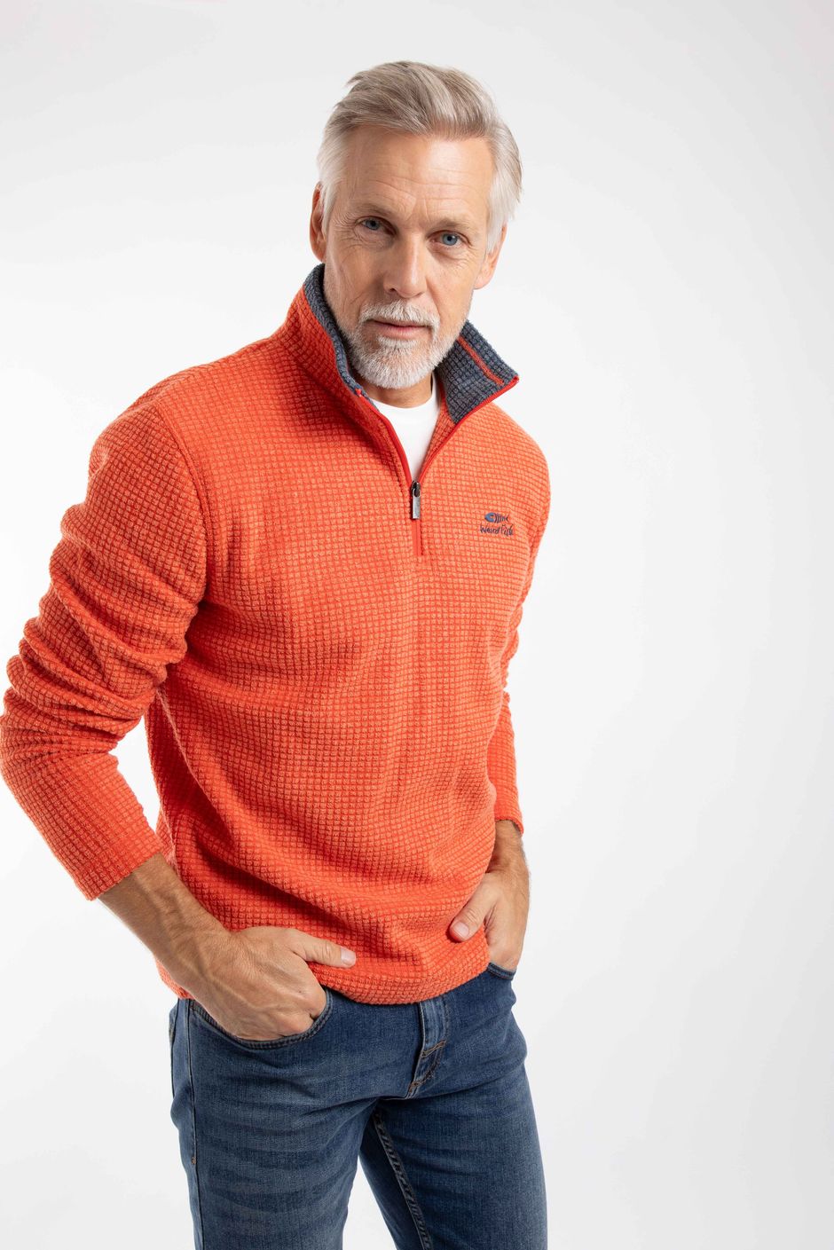 Newark 1/4 Zip Grid Fleece Orange Spice