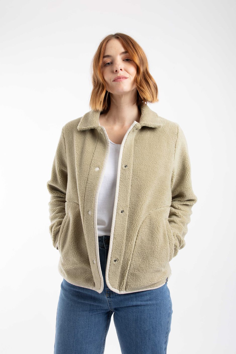 Alessia Lightweight Borg Shacket Laurel Green