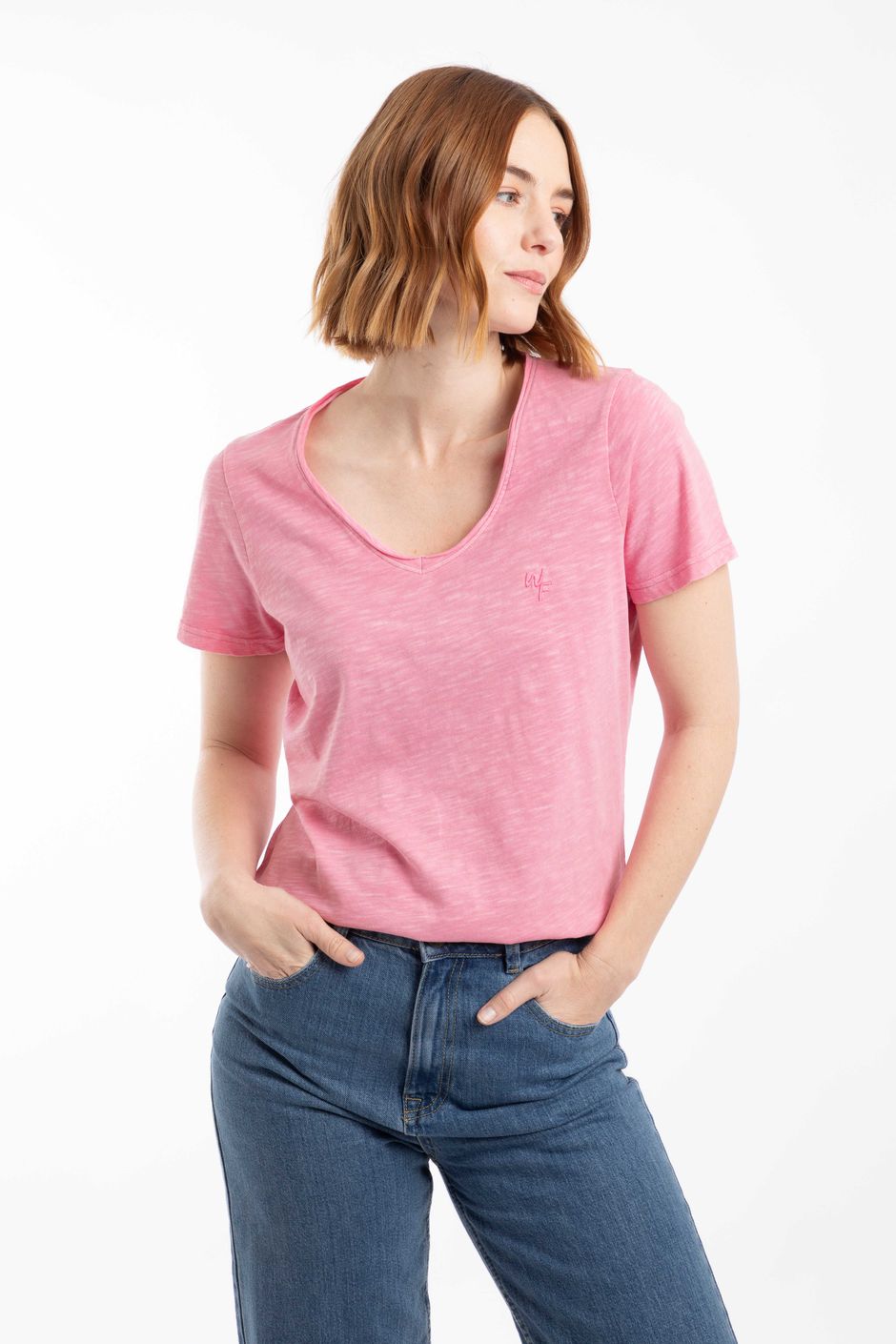 Hailey V-Neck T-Shirt Peony
