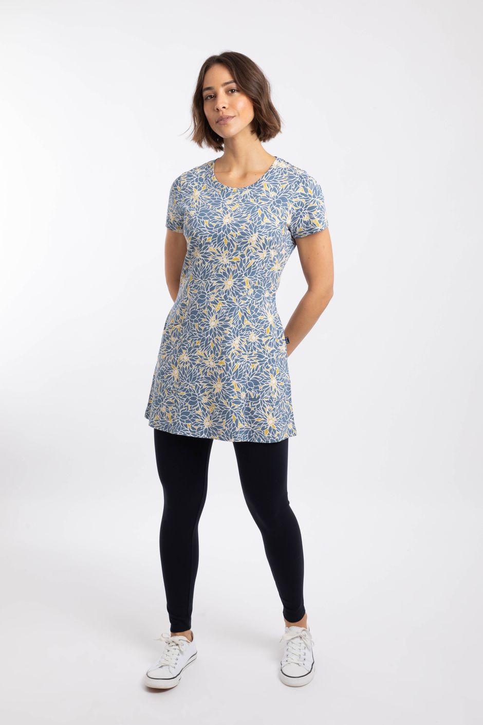 Sidra Printed Jersey Slub Tunic Faded Blue