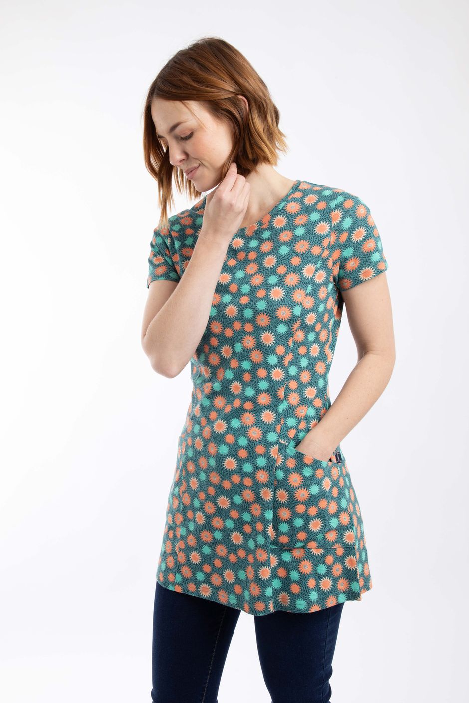 Sidra Printed Jersey Slub Tunic Viridis