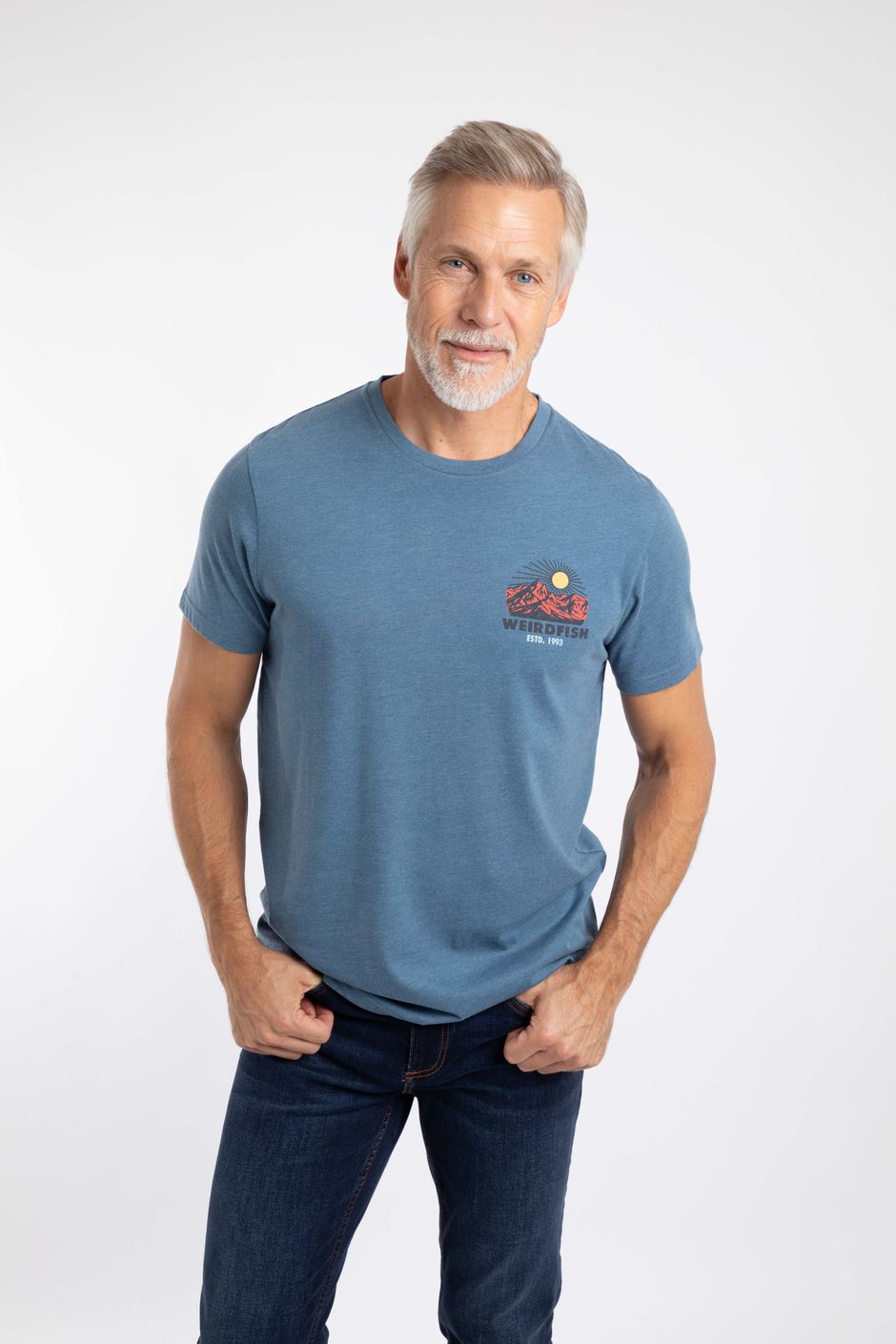 Hiker Back Print Graphic T-Shirt Washed Blue