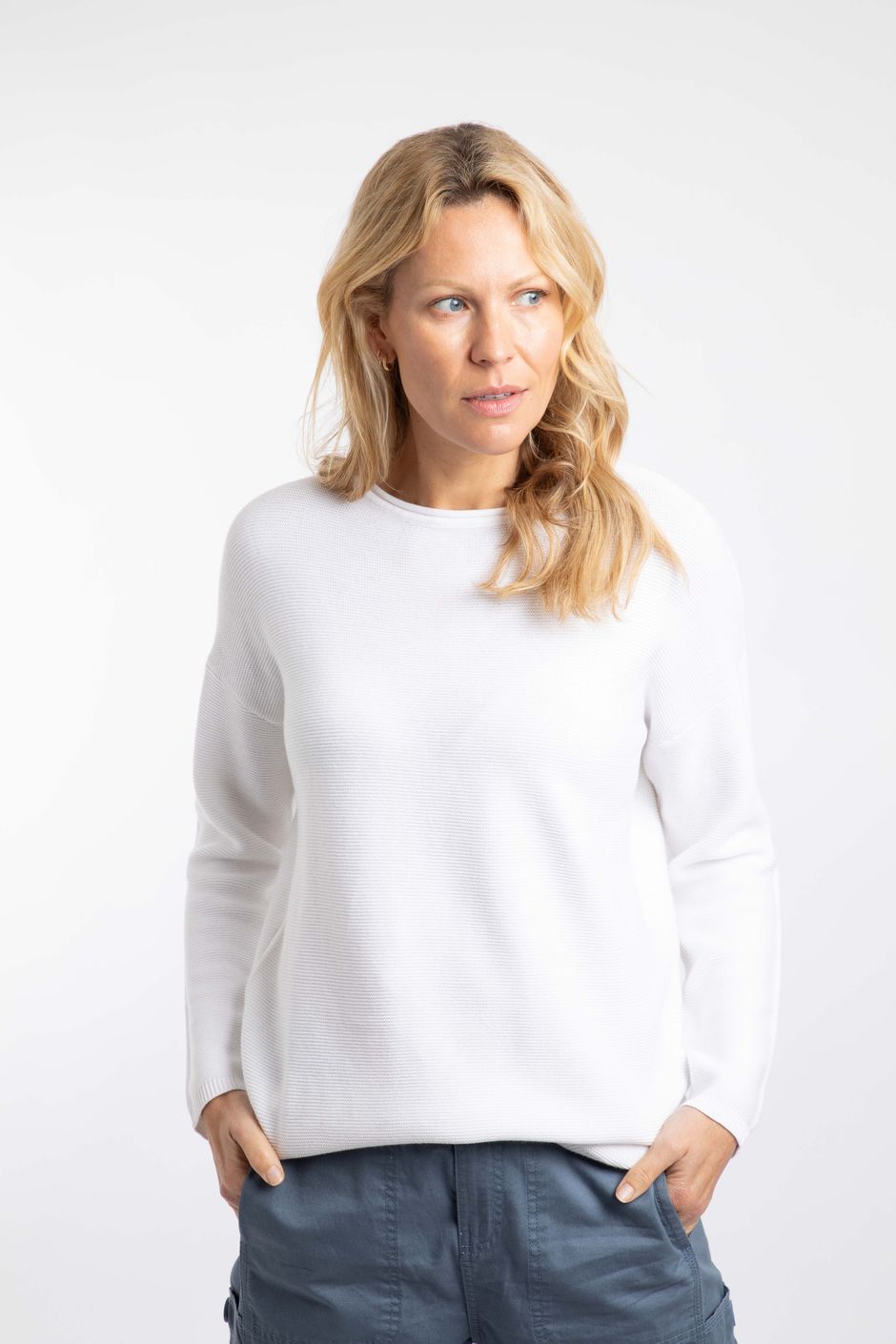Dalla Knitted Crew Neck Jumper White