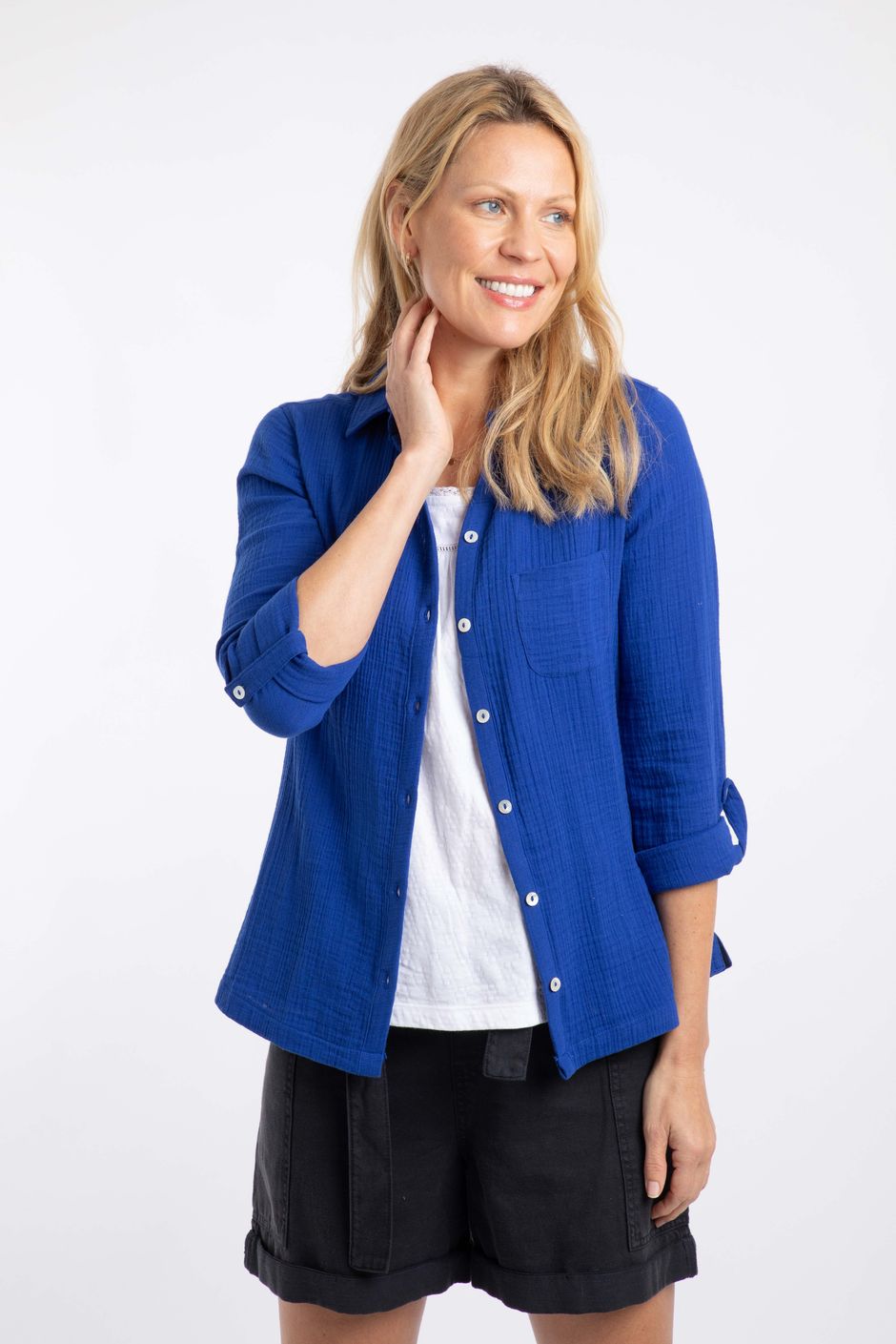 Suria Double Cloth Shirt Mazarine Blue