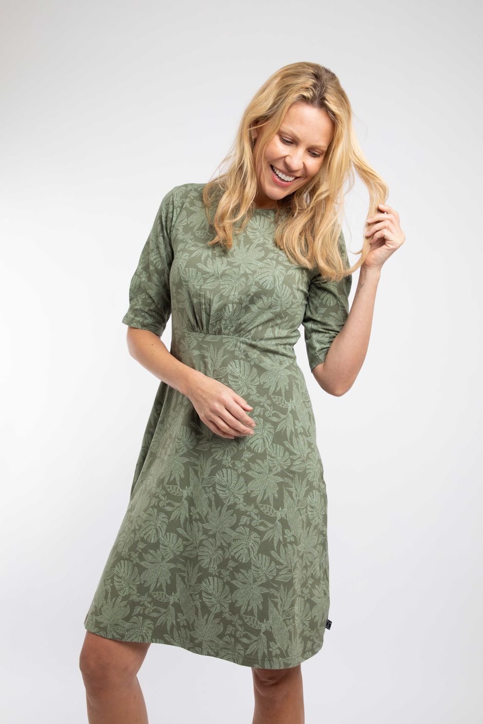 Cassandra Jersey Swing Dress Olive