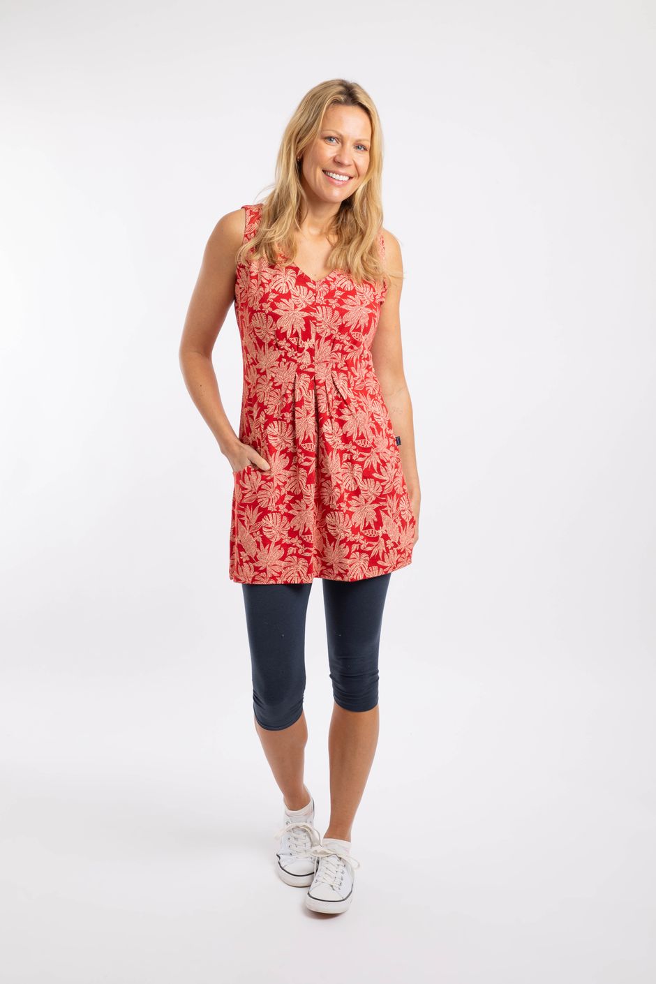 Indus Printed Jersey Tunic Tomato Red