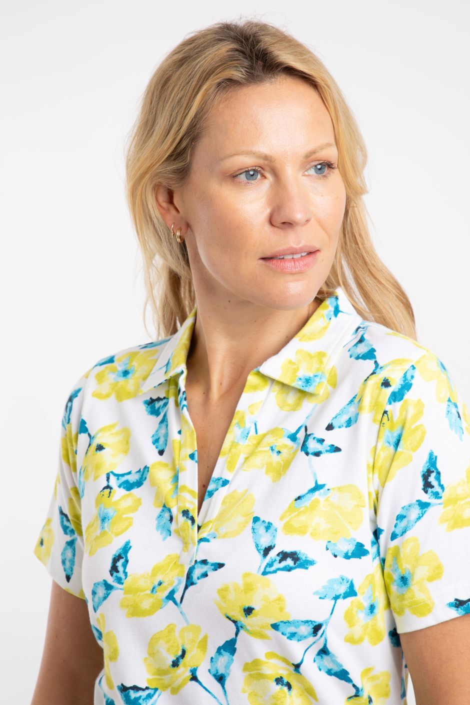 Rhenena Printed Jersey Polo Shirt Sunshine Yellow