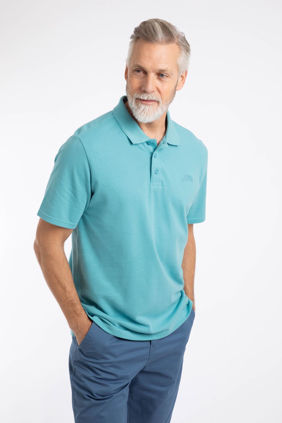 Giles Pique Polo Shirt Sky Blue