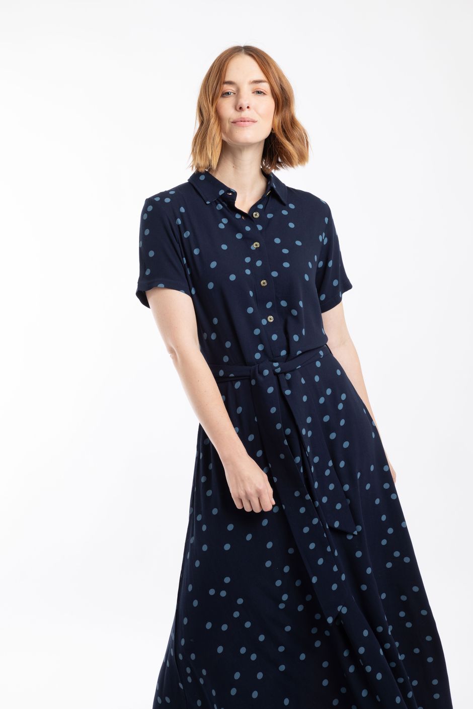 Neem Printed Shirt Dress Navy Blue