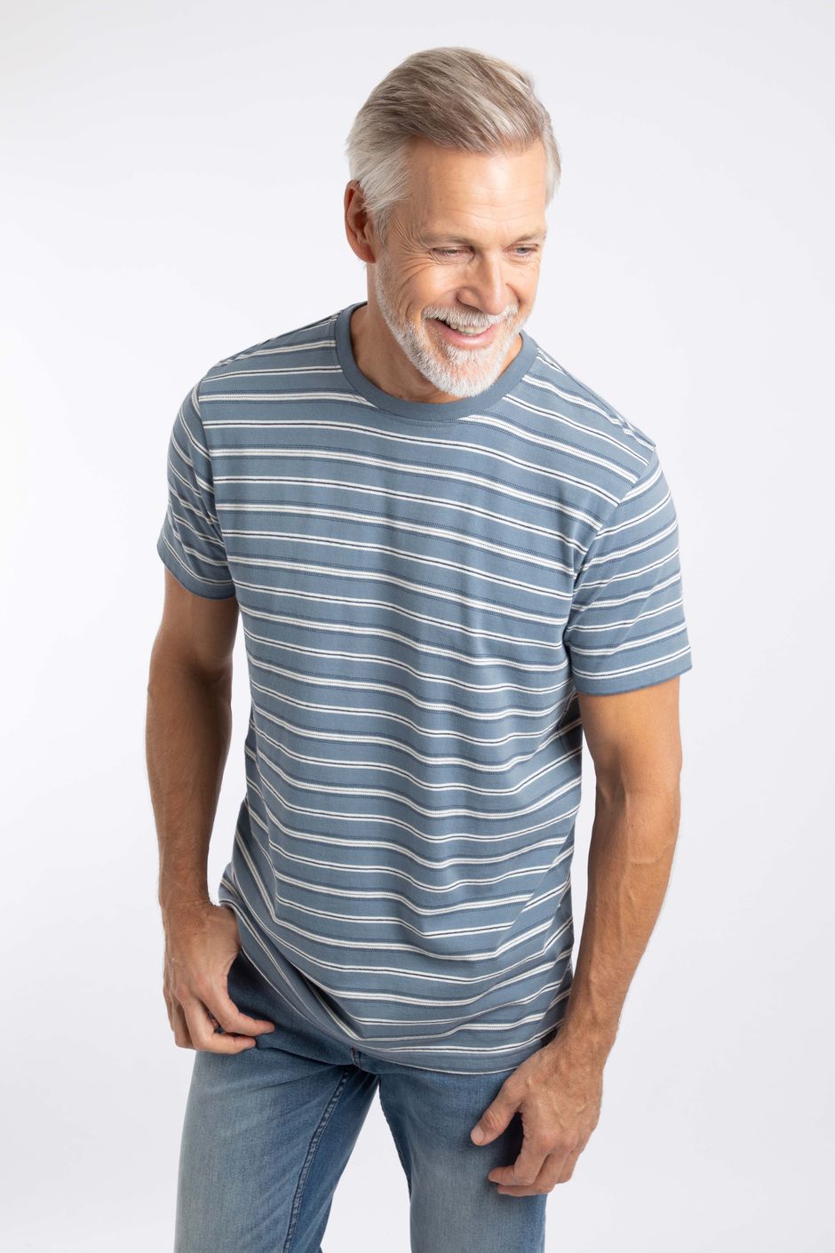 Jefferson Textured Stripe T-Shirt Blue Mirage