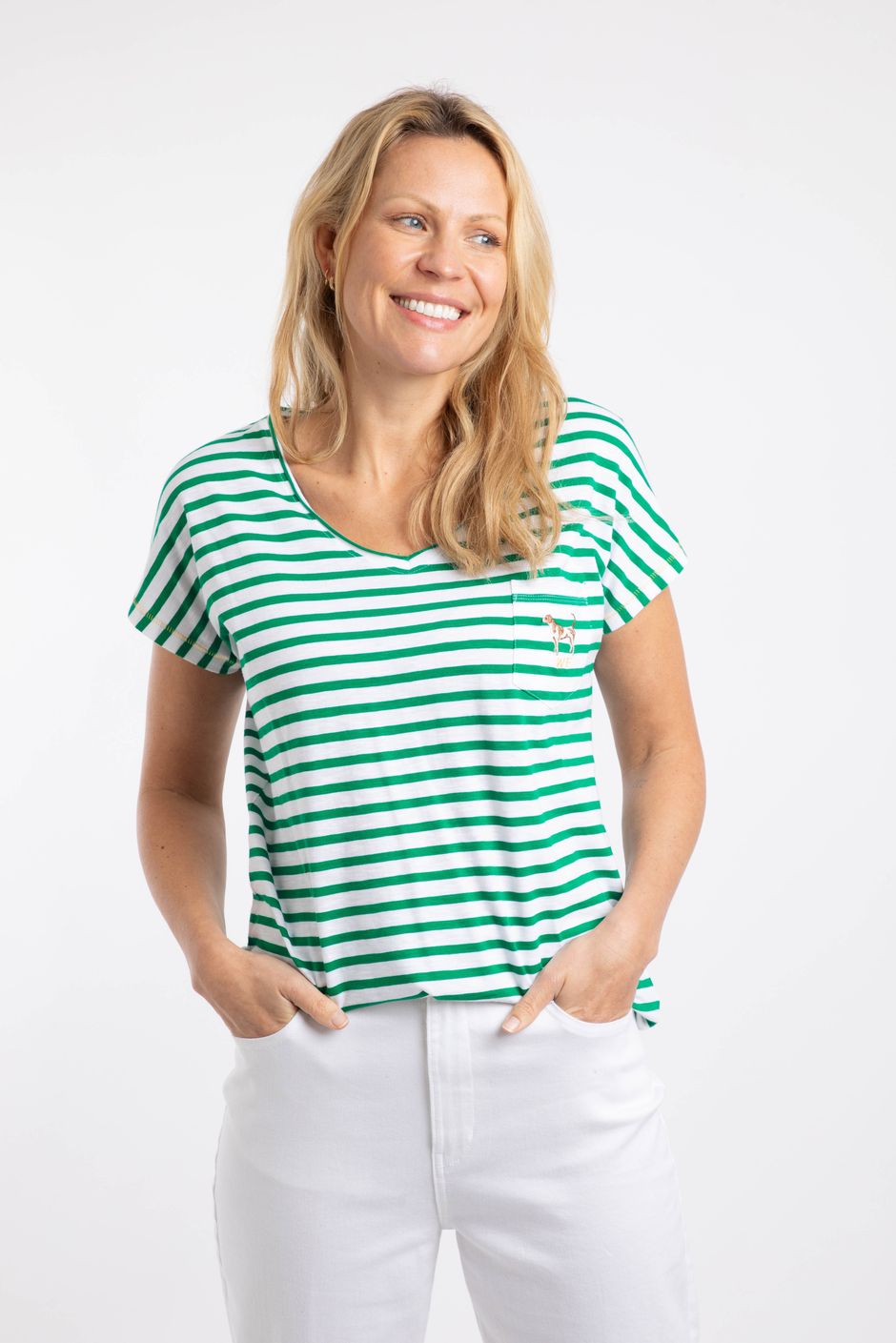 Liora Embroidered Pocket T-Shirt Heritage Green