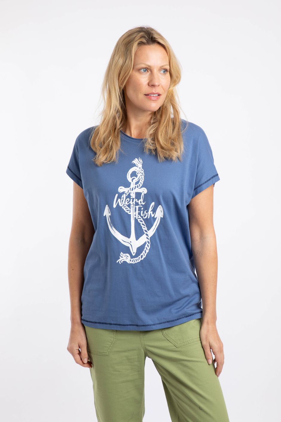 Marina Front Print Graphic T-Shirt Faded Blue