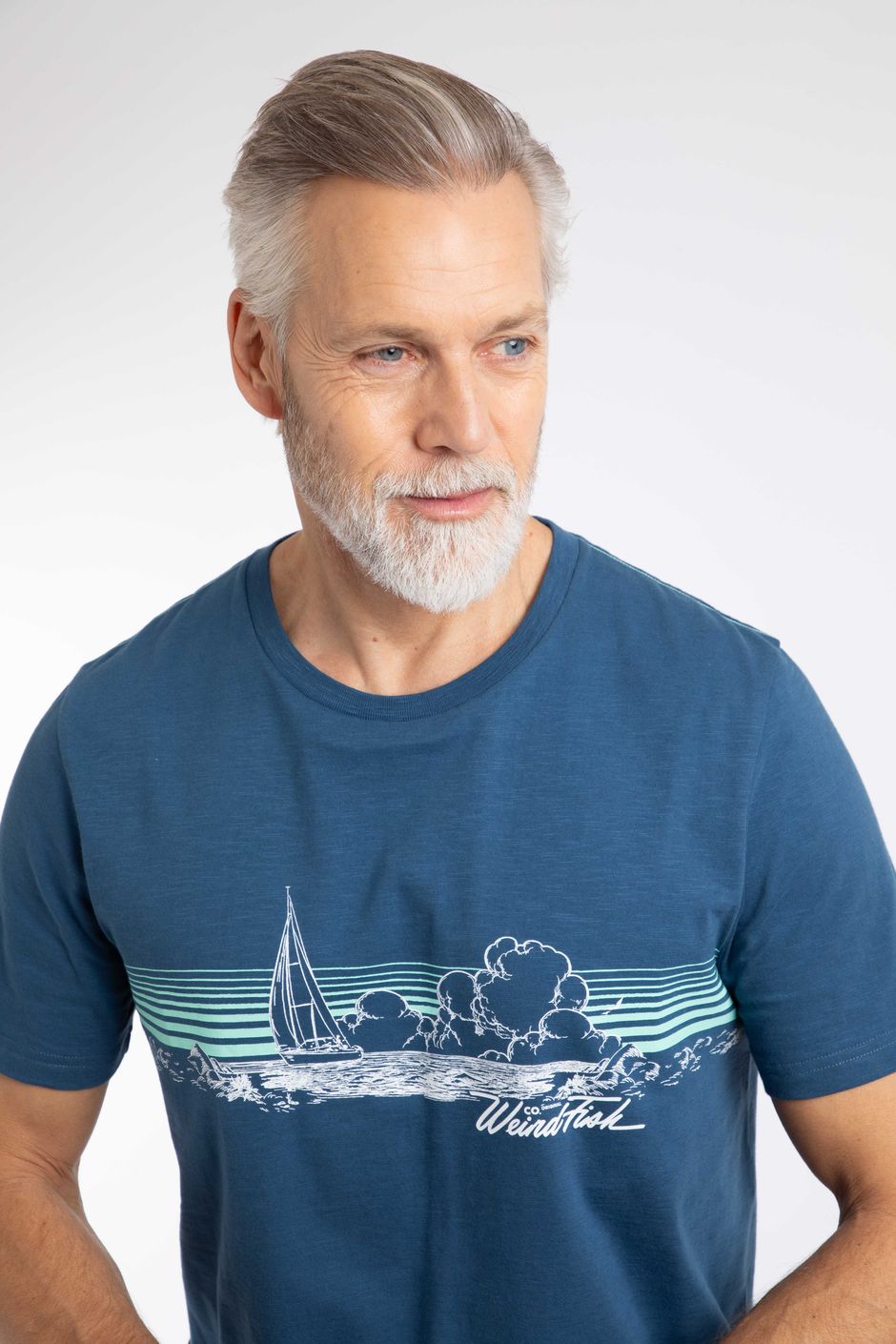 Nautical Sky Front Print Graphic T-Shirt Ensign Blue