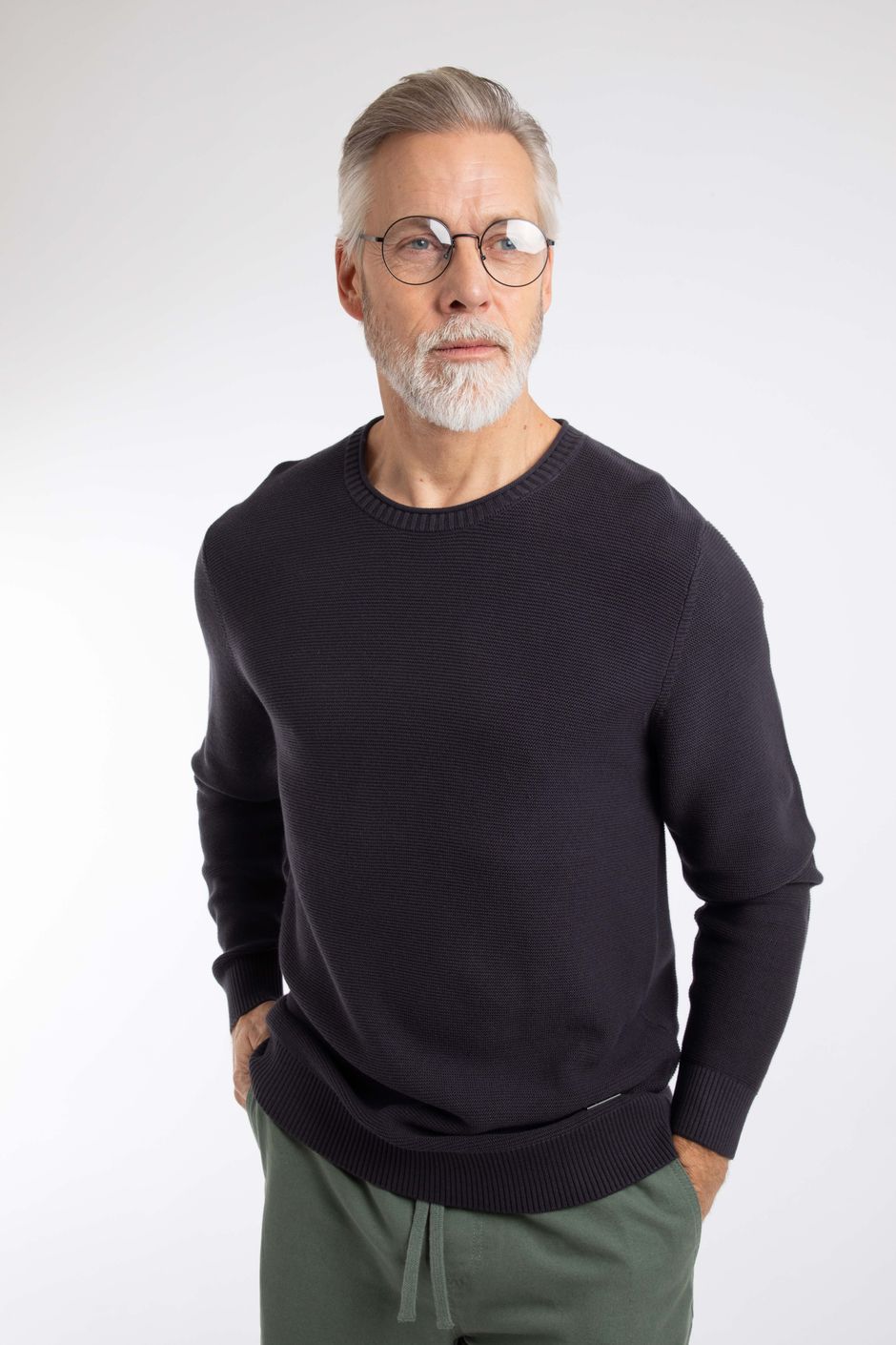 Rhett Crew Neck Knitted Jumper Dark Navy