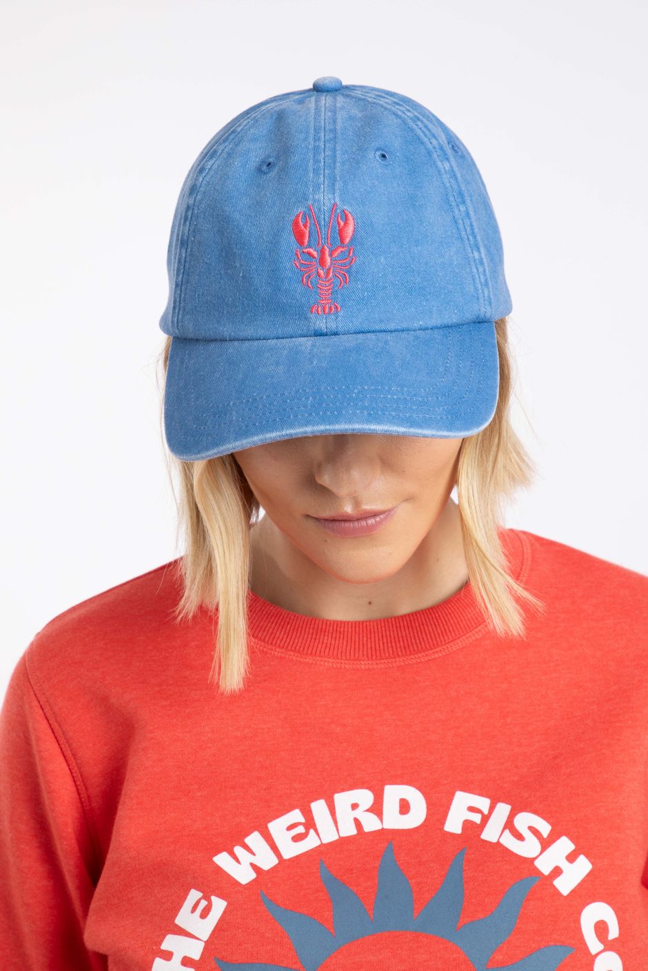 Tabby Embroidered Twill Cap Faded Blue