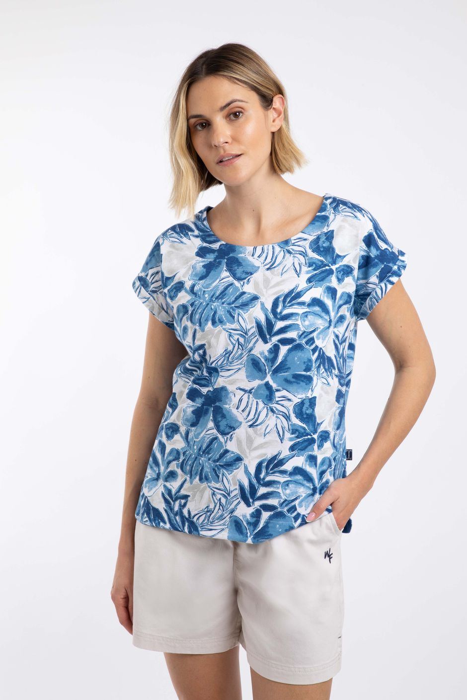 Paw Paw Printed Jersey T-Shirt Estate blue