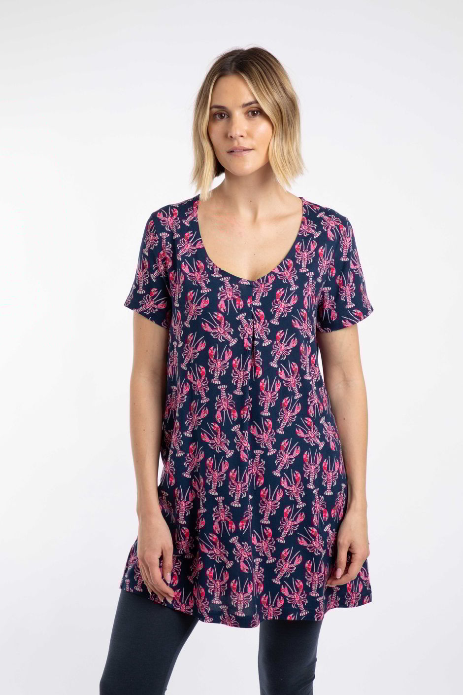 Nuri Printed Viscose Tunic Mid Navy