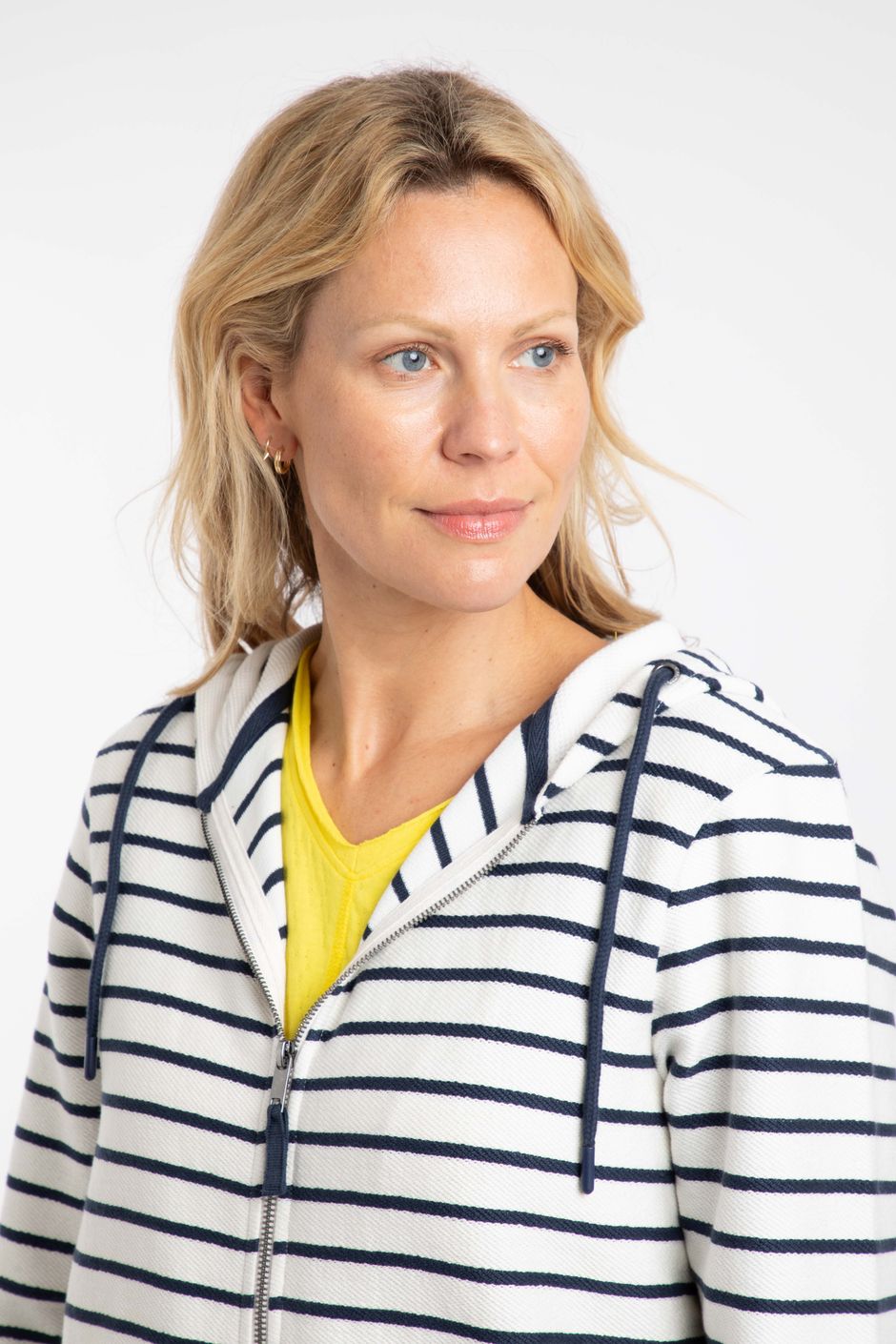 Catalina Striped Full Zip Hoodie Navy