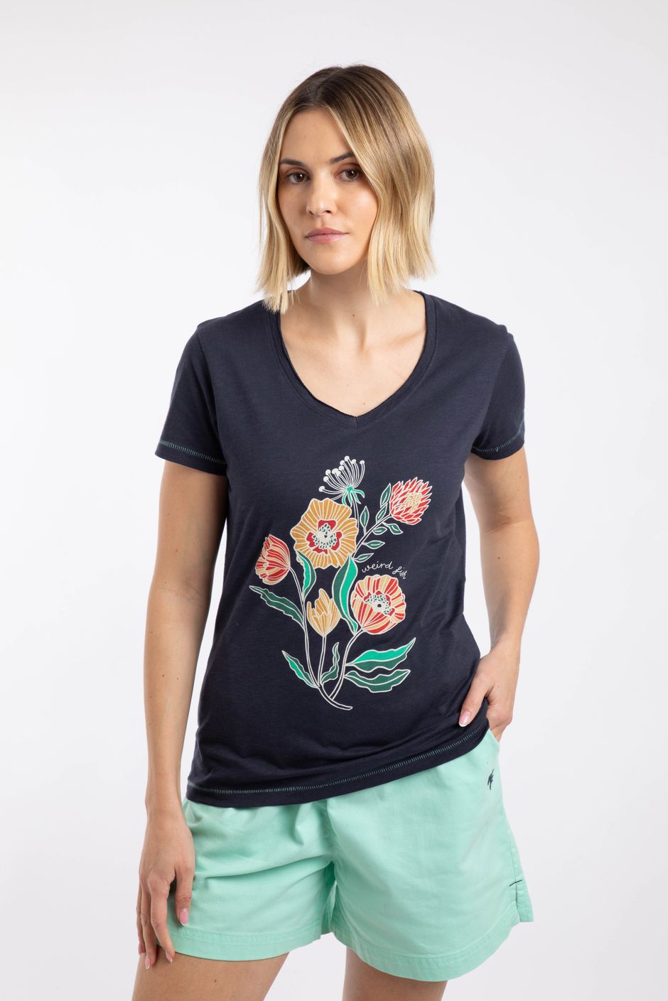 Botanics Front Print Graphic T-Shirt Navy