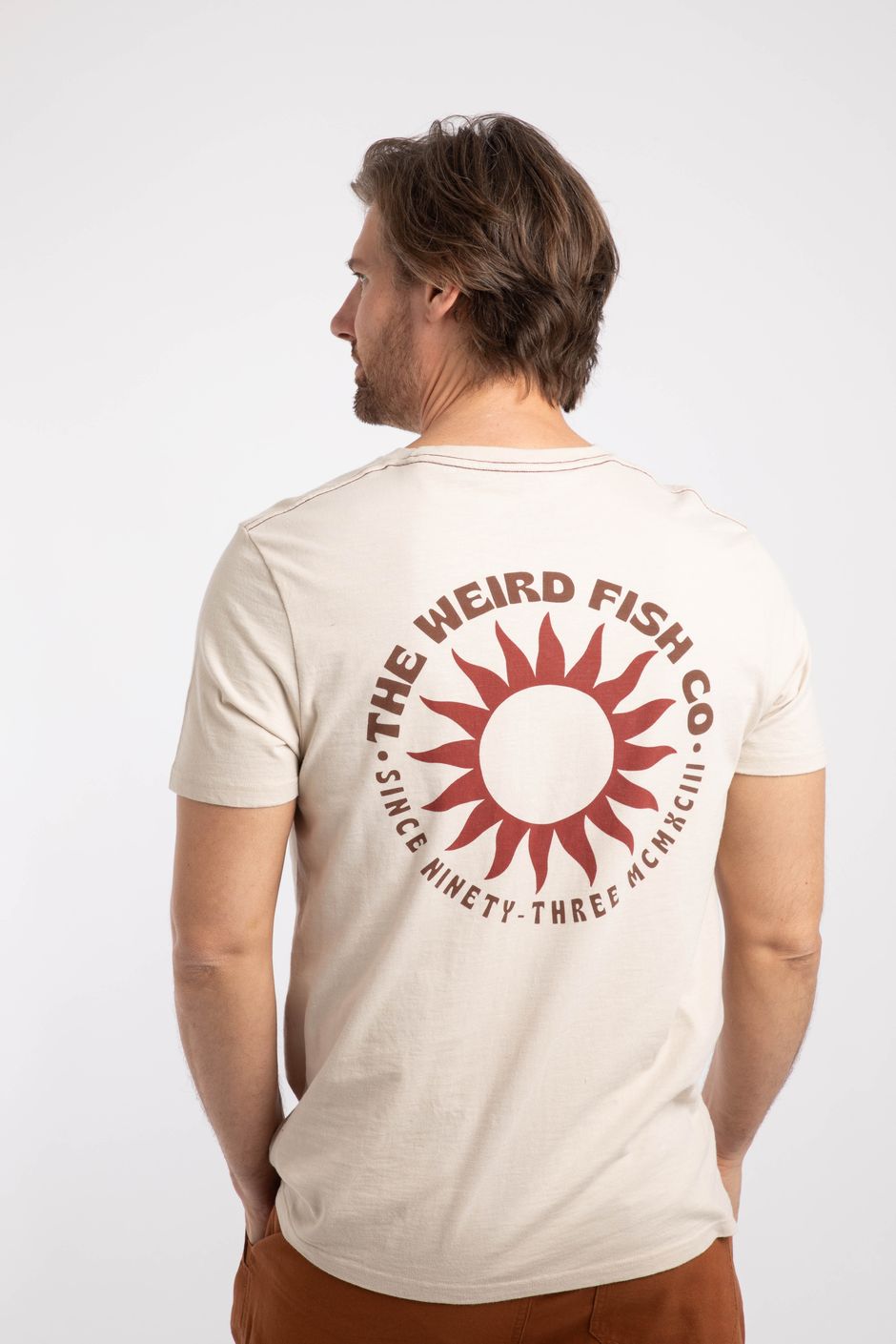 Sun Beam Back Print Graphic T-Shirt Egg Shell