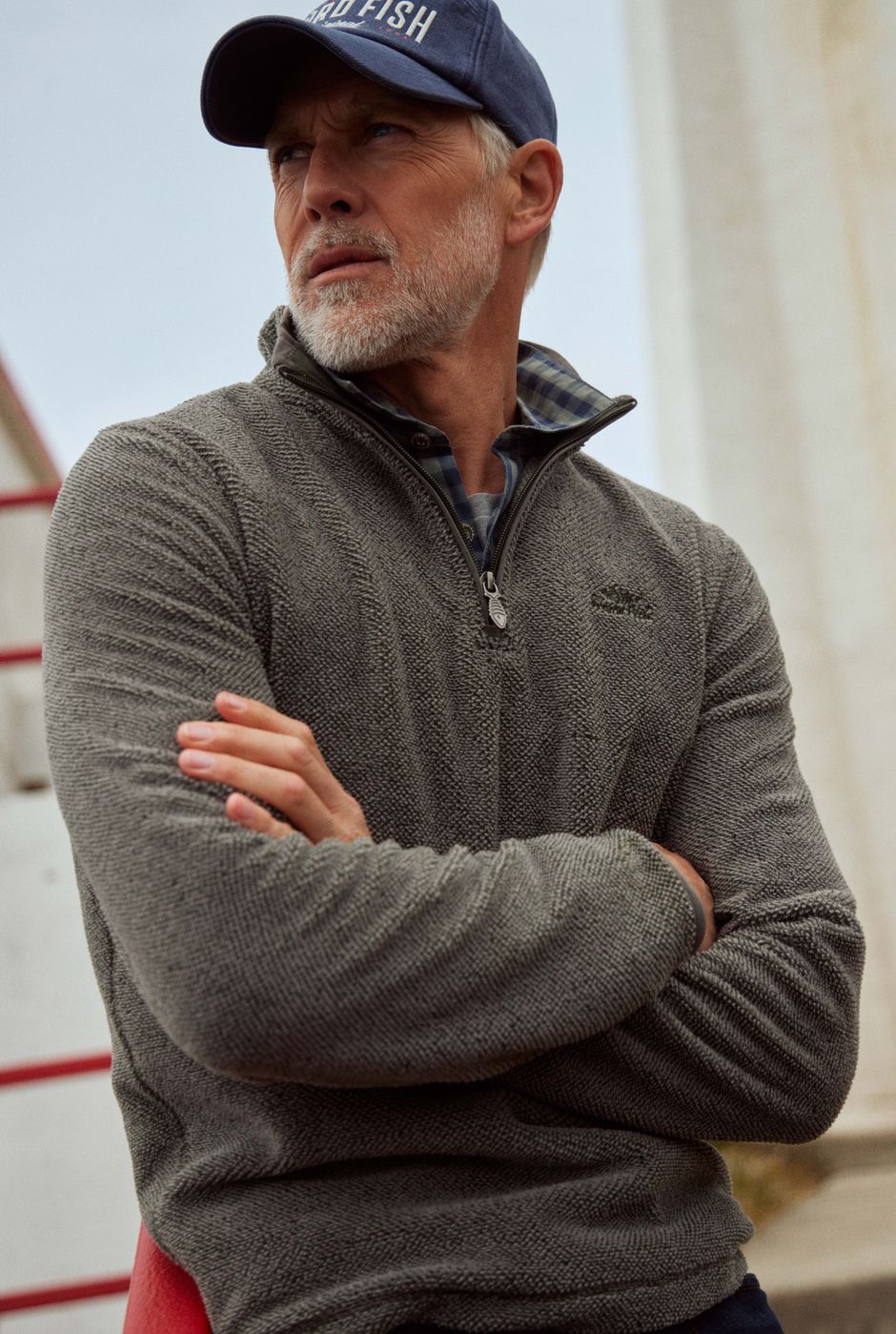 Errill 1/4 Zip Textured Fleece Deep Lichen Green