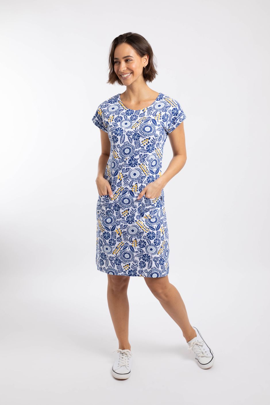 Tallahassee Printed Jersey Dress Blue Sapphire