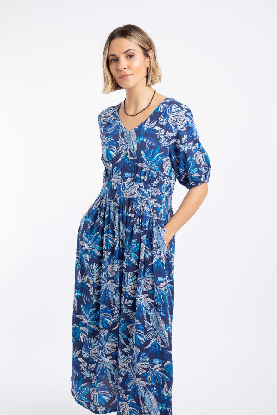 Dilsha Printed Midi Dress Blue Indigo