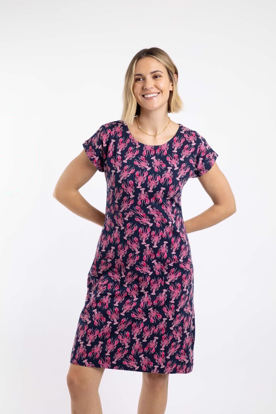Tallahassee Printed Jersey Dress Mid Navy