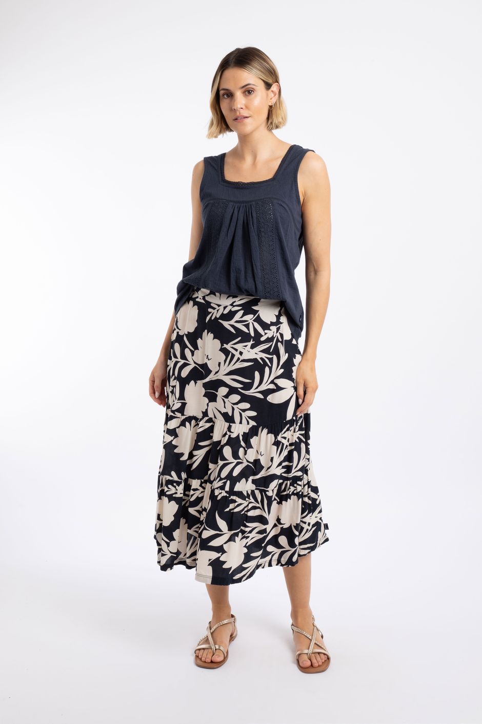 Cassis Printed Tiered Skirt Nightshade