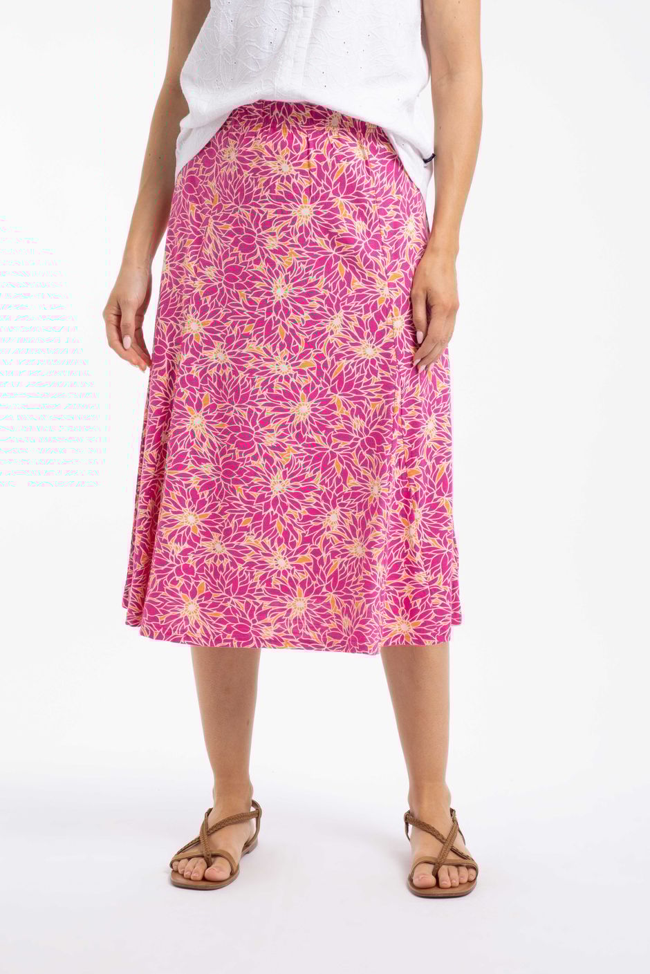 Romaro Printed Jersey Midi Skirt Gerbera