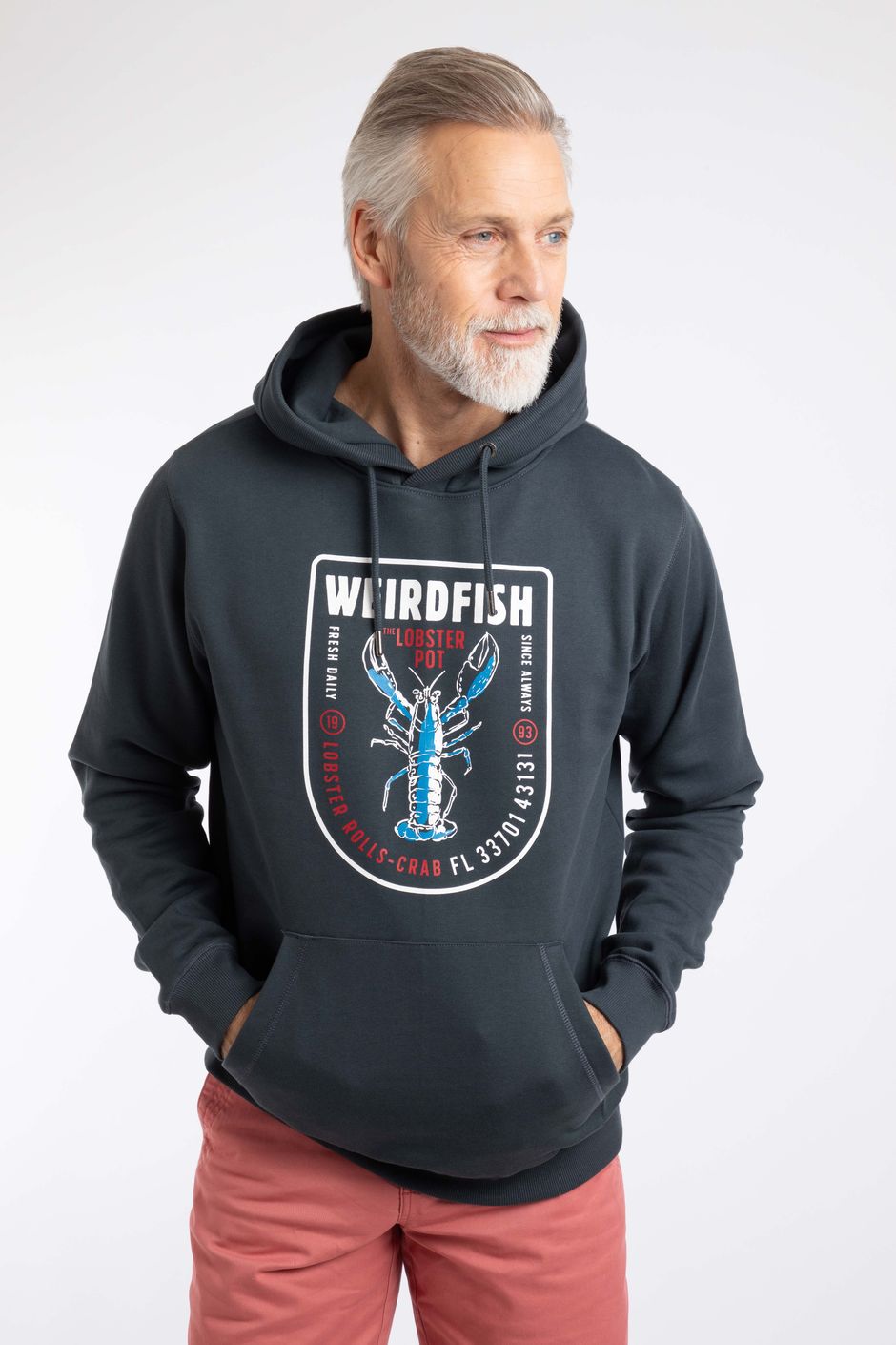 Mckay Front Print Hoodie Sweatshirt Navy