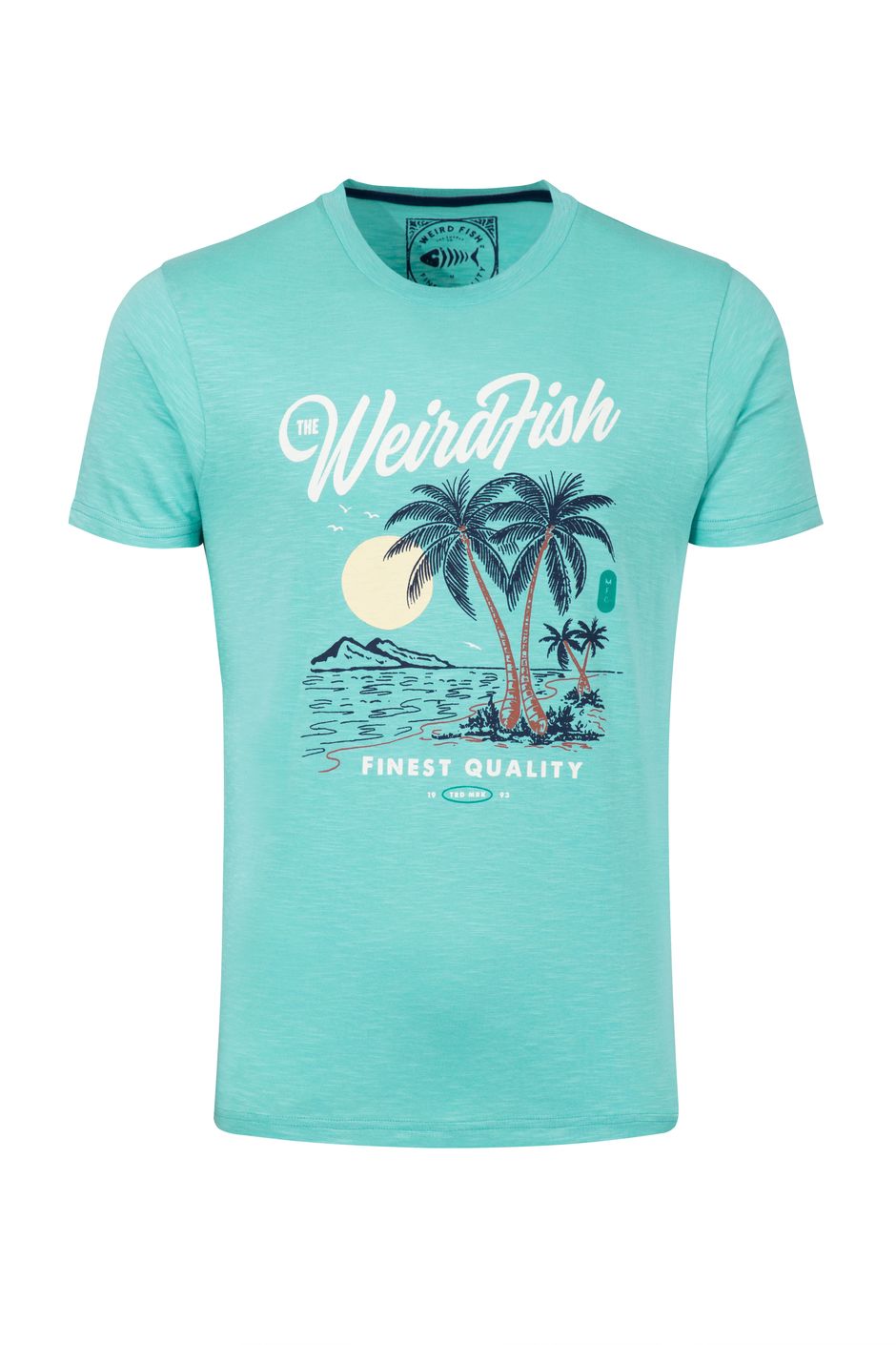 Palm Island Front Print Graphic T-Shirt Aqua blue