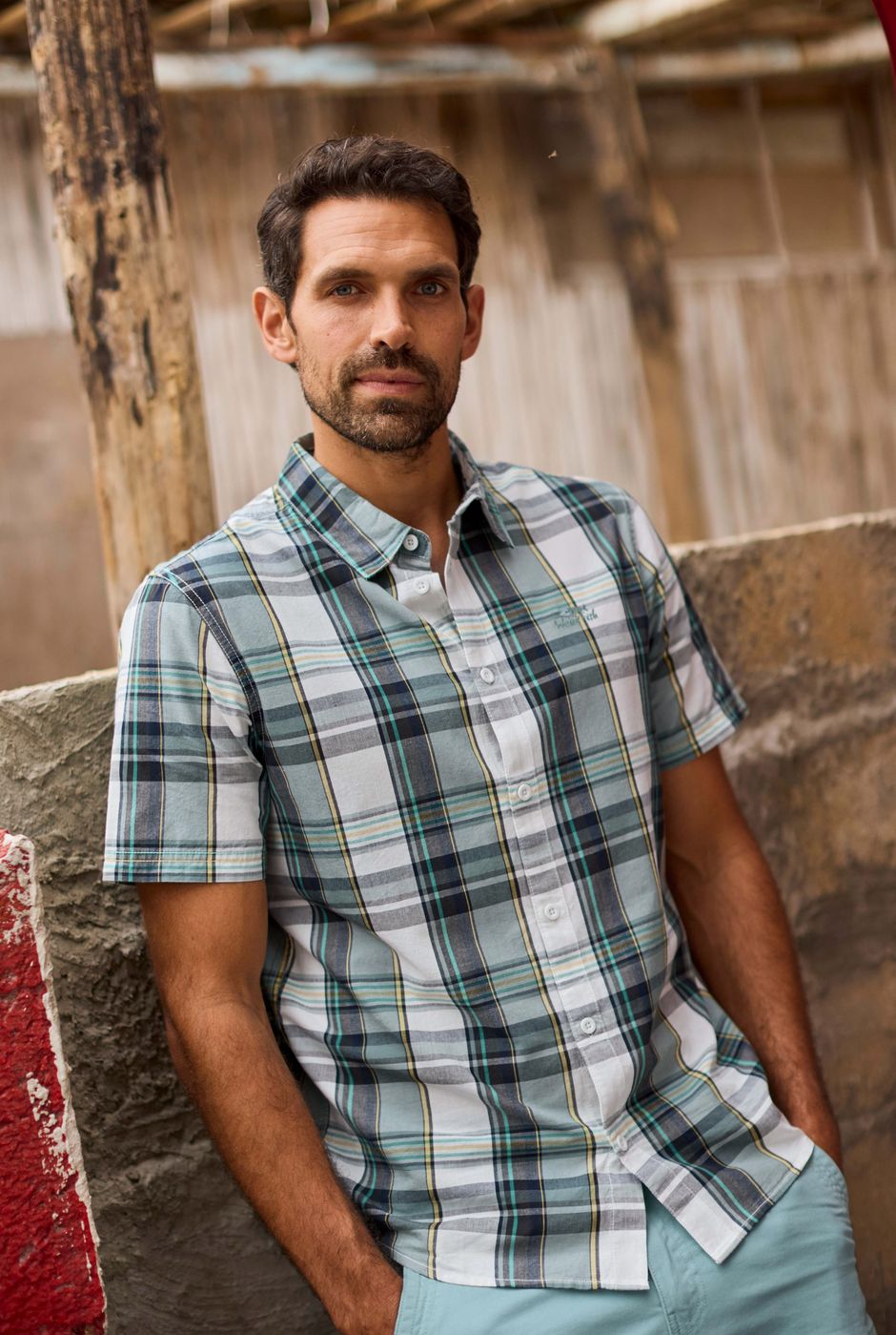 Judd Short Sleeve Check Shirt Dusty White