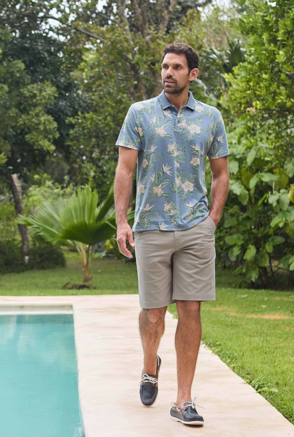 Rayburn Cotton Flat Front Shorts Flint Stone