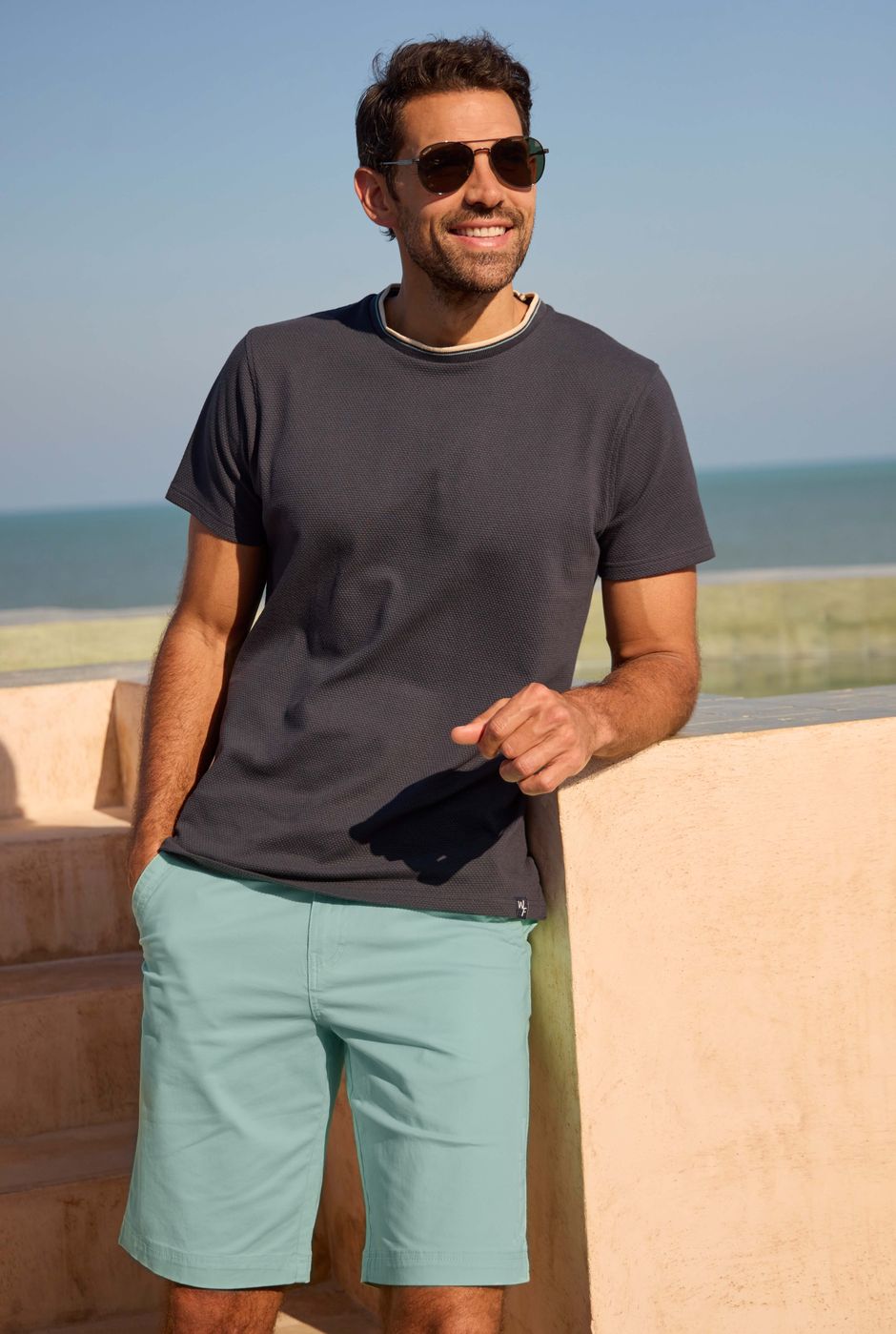 Rayburn Cotton Flat Front Shorts Seafoam