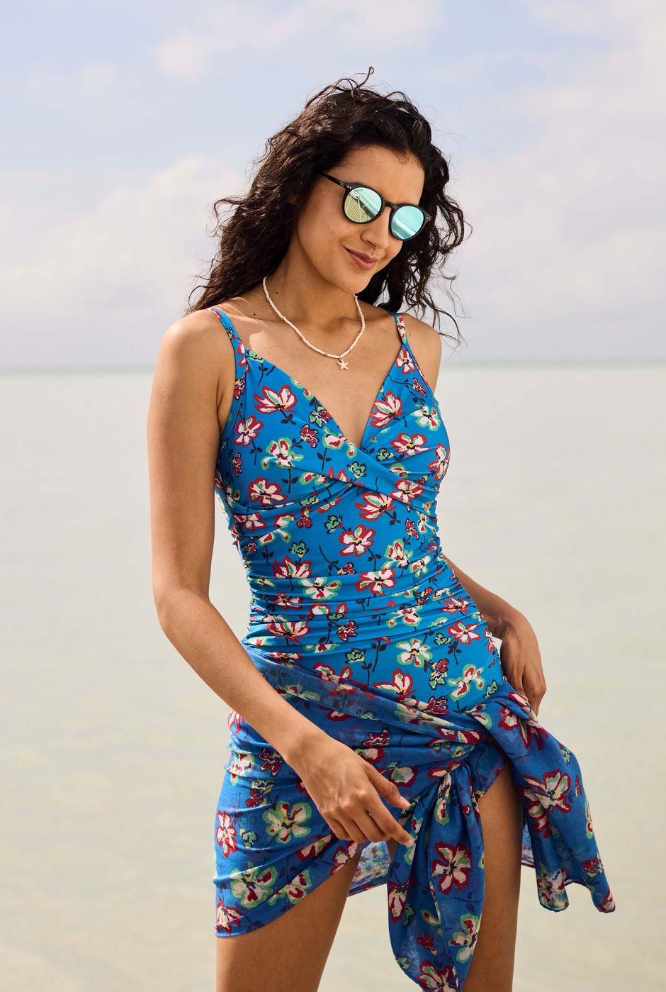 Kiera Recycled Polyester Sarong Scarf Blue