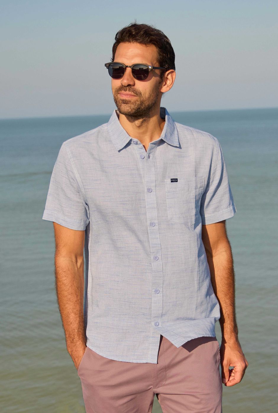 Washton Textured Short Sleeve Shirt  Cobalt Blue