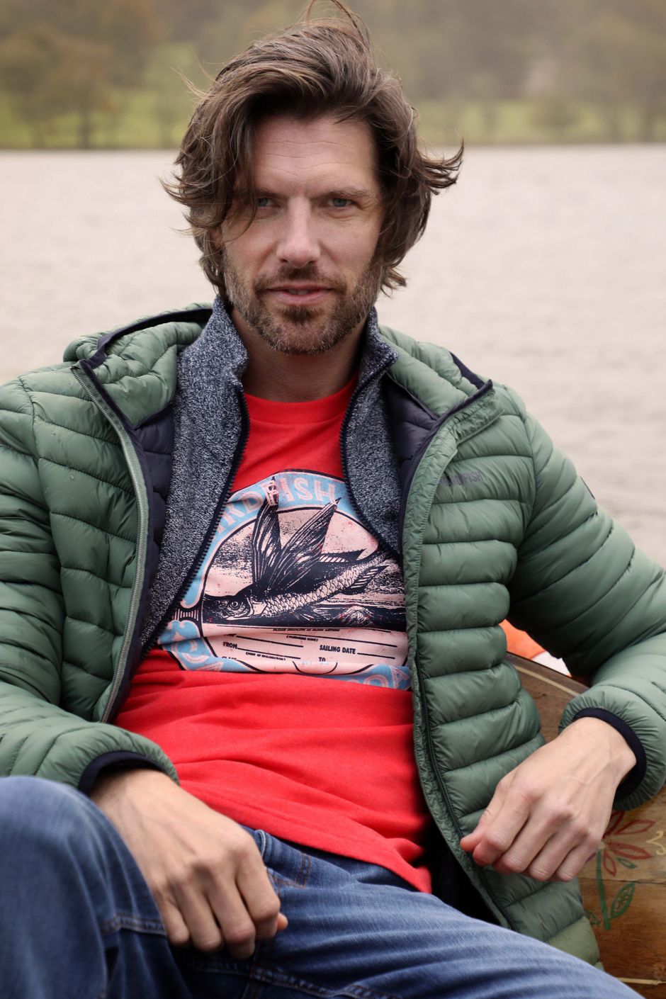 Coasting Eco Front Print Graphic T-Shirt Retro Red