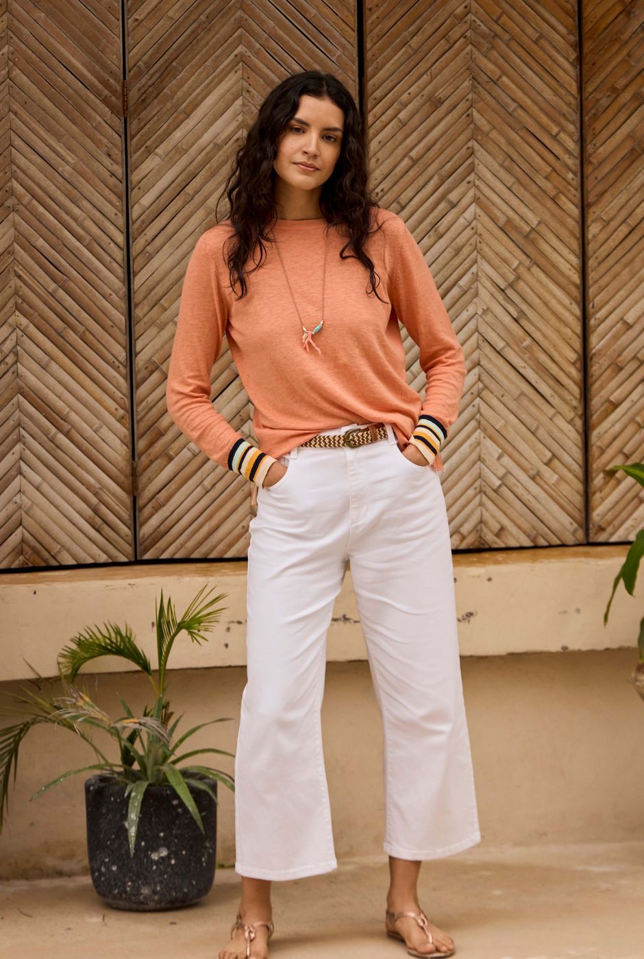 Soulina Wide Leg Cropped Denim Jeans White