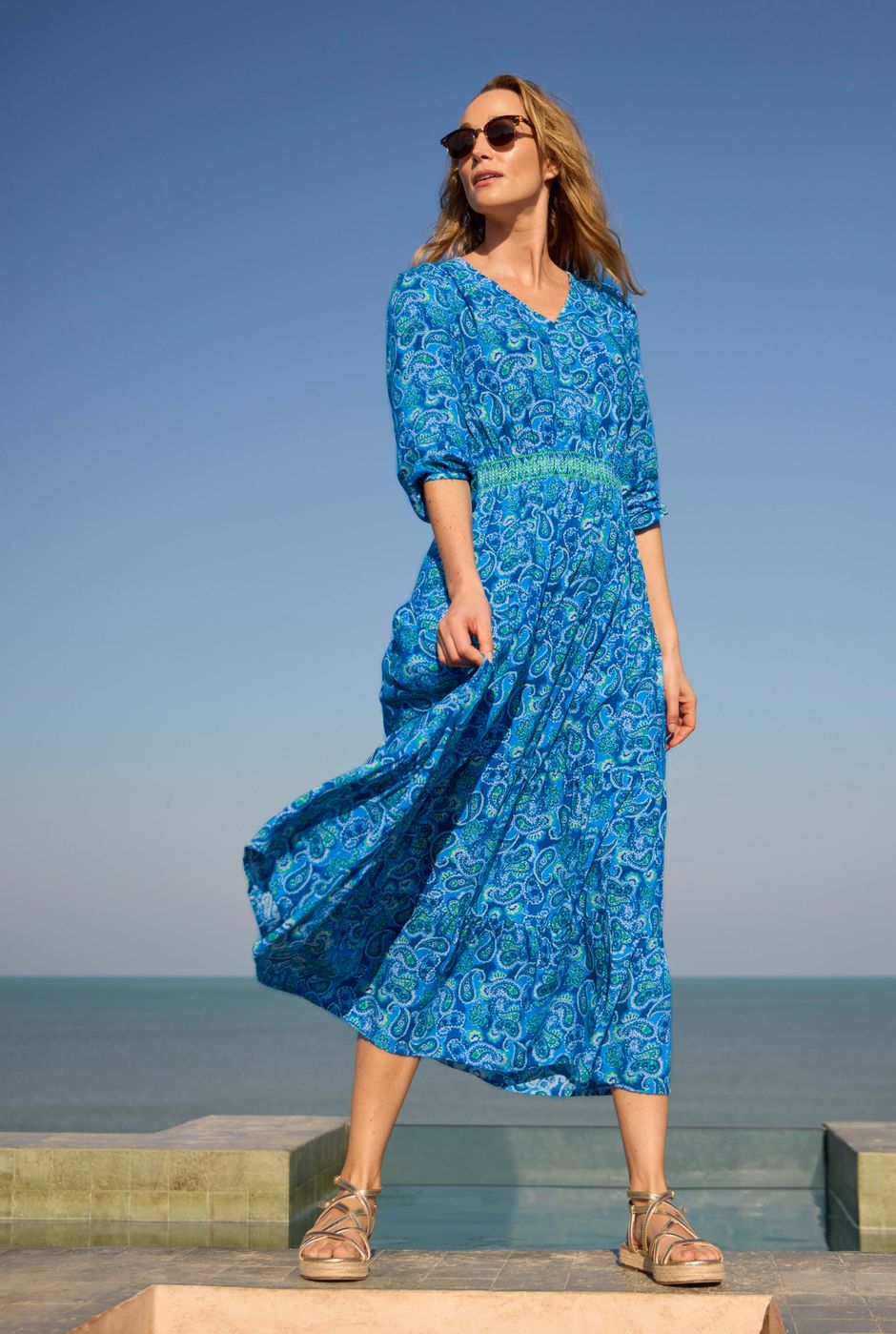Himanshee Lenzing EcoVero™ Printed Viscose Maxi Dress Sea Green