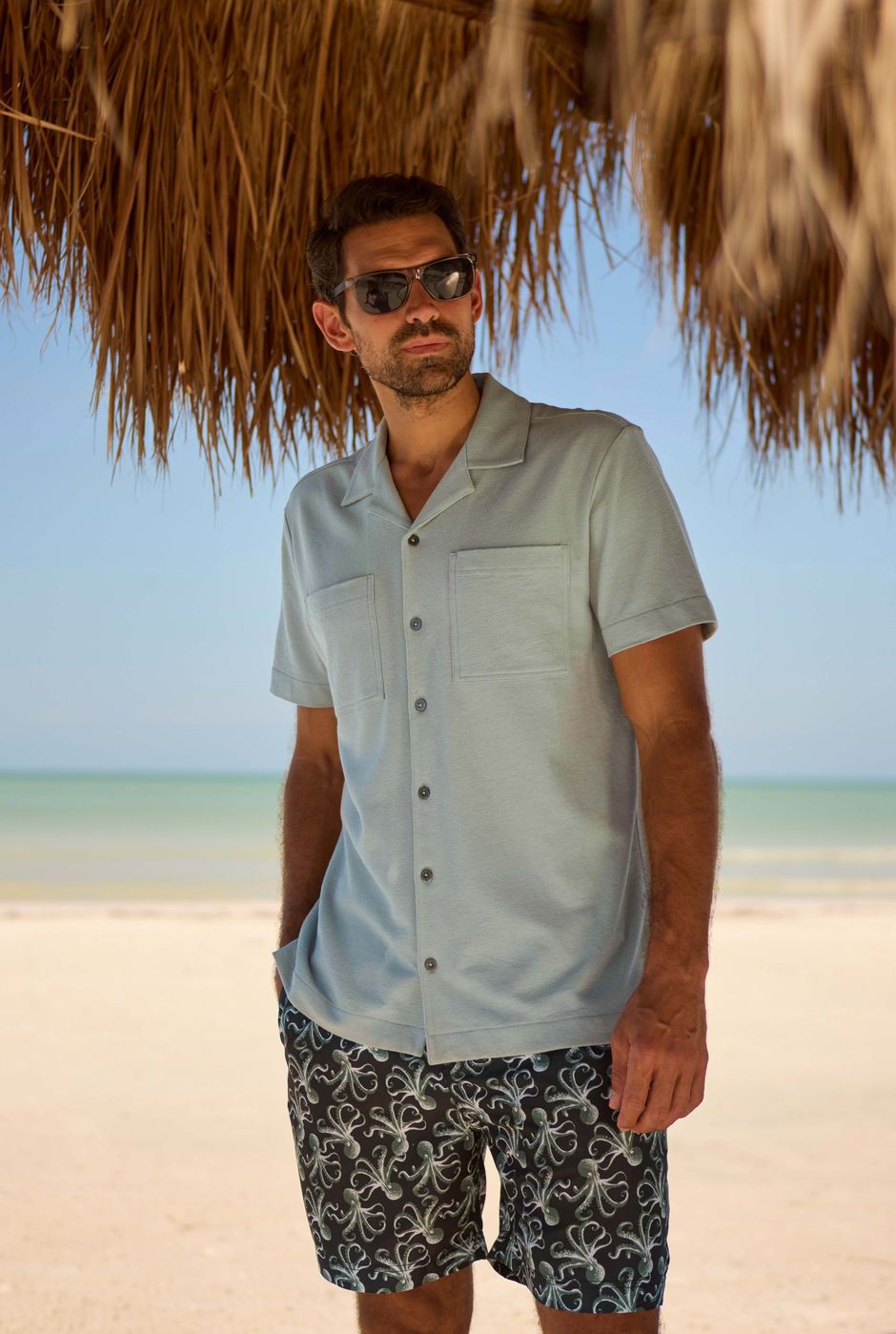 Wooster Crepe Knit Shirt Limestone