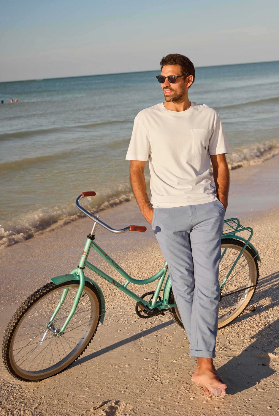 Charleigh Textured Chino Trousers Denim Blue